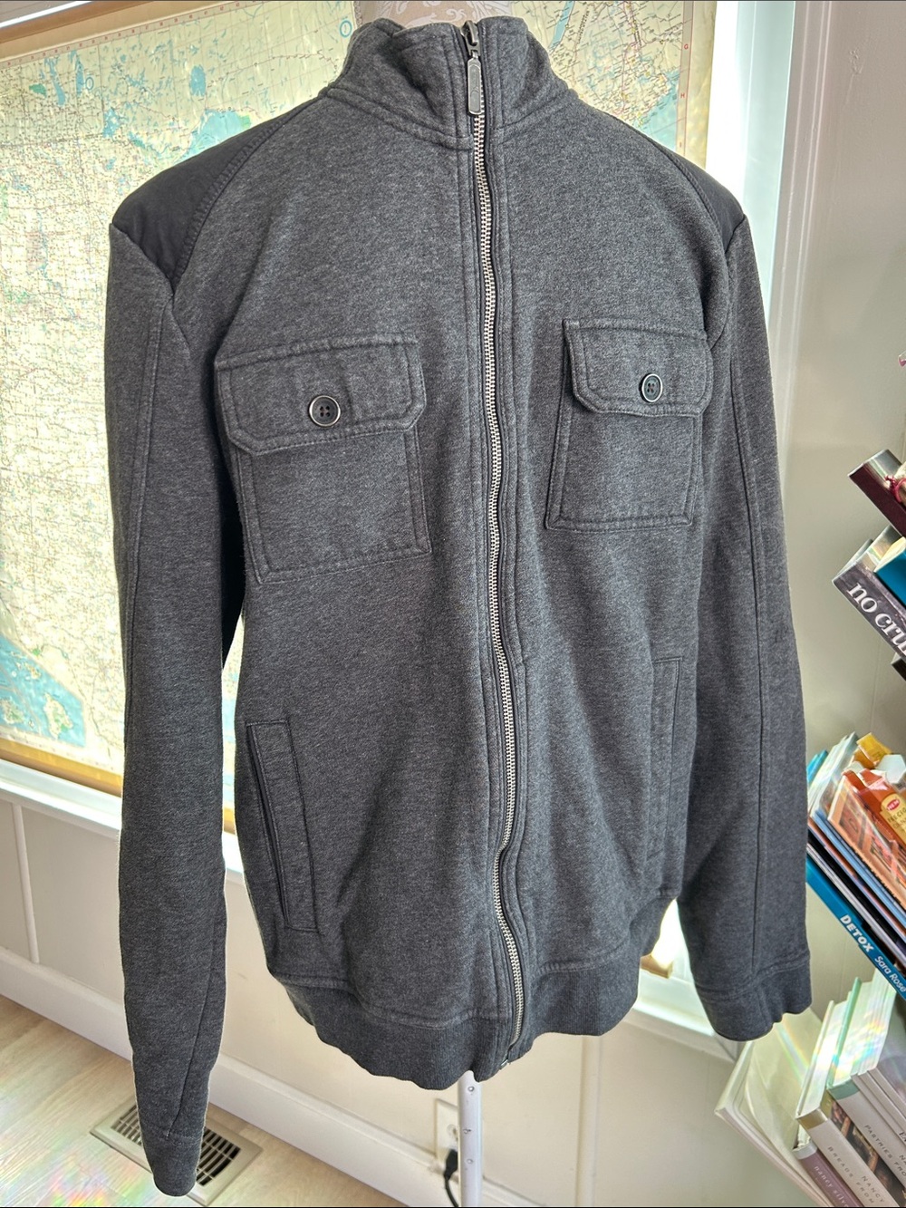 Marc Anthony Men's Gray Zip-Up Sweater Jacket